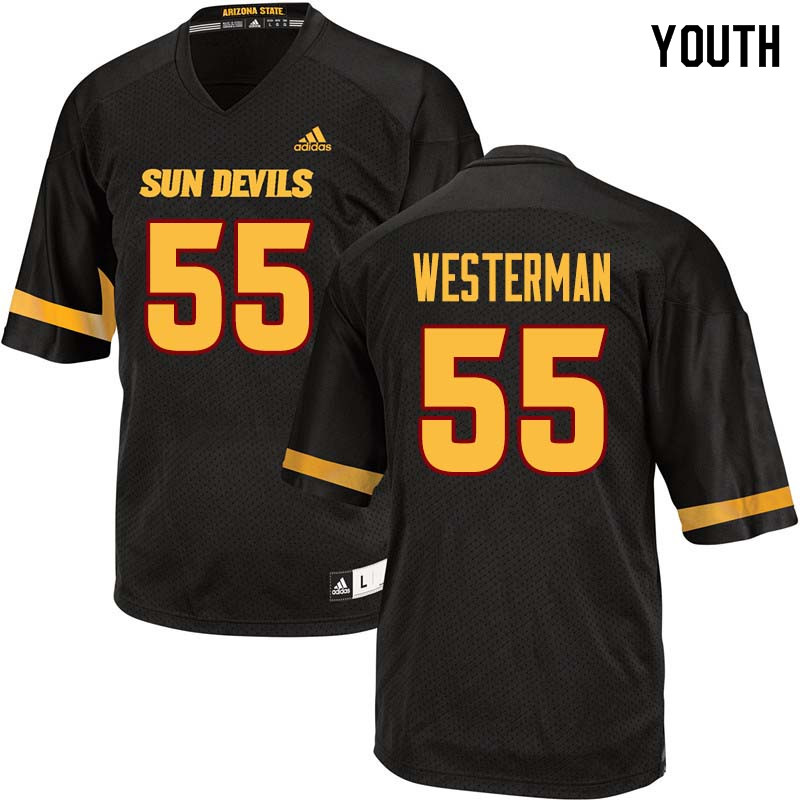 Youth #55 Christian Westerman Arizona State Sun Devils College Football Jerseys Sale-Black - Click Image to Close